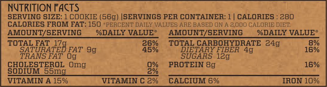 Power Protein Cookie Nutrition Facts