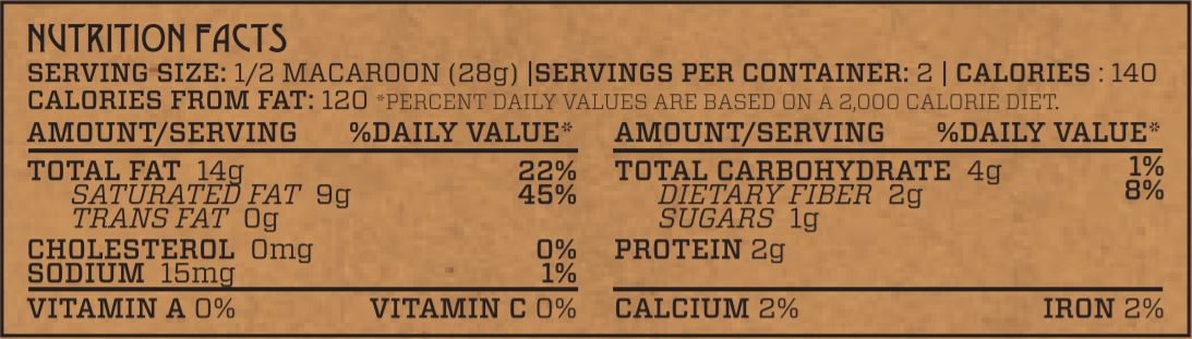 Spirulina Mint Superfood Macaroon Nutrition Facts